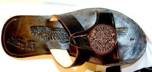 Huarache Sandals Mexico Sandals /& Flip Flops Brown Leather Mens Aztec Calendar