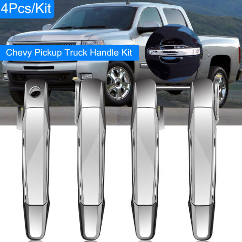 Details about   Chrome Outer Front Rear Door Handle Set/4 Kit for 07-13 Chevy Pickup Truck 
