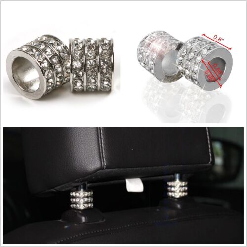 4 Pcs Crystal Car Seat Headrest Collar Decor Charms Diamond Interior Accessories