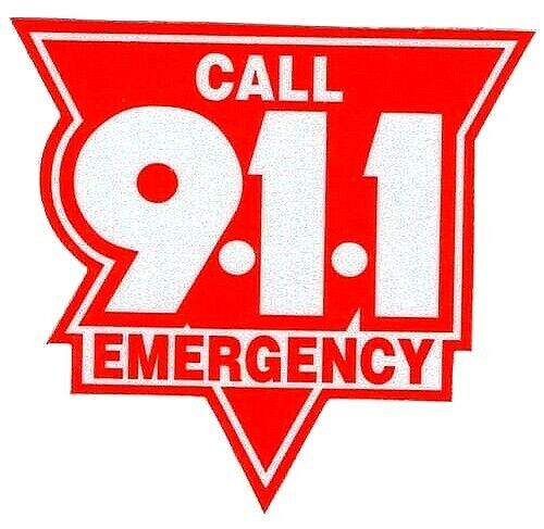 EMERGENCY CALL 911 HIGHLY REFLECTIVE VEHICLE DECAL  6" RED AND SILVER 