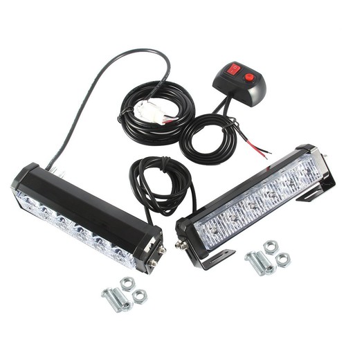 2x6LED Car Grille LED Emergency Beacon Light Bar Hazard Strobe Warning Lamp Blue