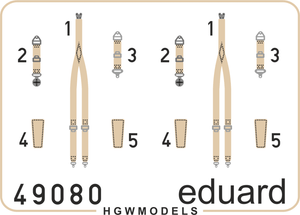 EDUARD 49 080 1//48 Seatbelts RAF WWII late SUPERFABRIC Colorierte Ätzteile