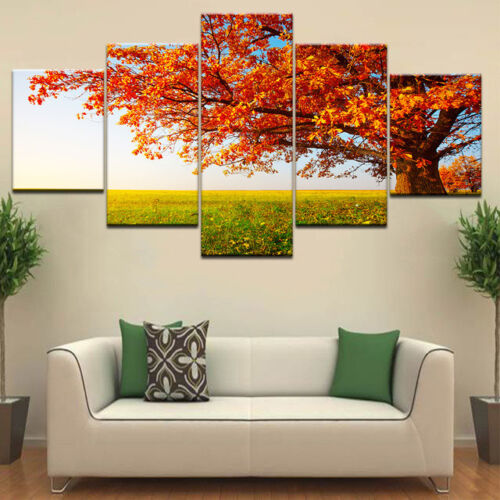 Autumn Trees Painting 5 Pcs Canvas Print Refresh Fall Poster Wall Art Home Decor