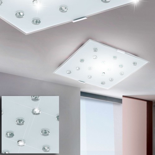 LED Decken Leuchte Wohn Schlaf Zimmer Beleuchtung Glas Steine Lampe weiß klar
