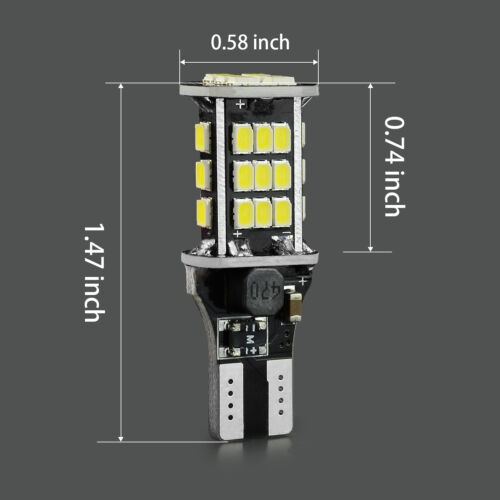 JDM ASTAR 2x 6000K White LED Back Up Reverse Light Bulbs 30-SMD Lamp T10 921 194