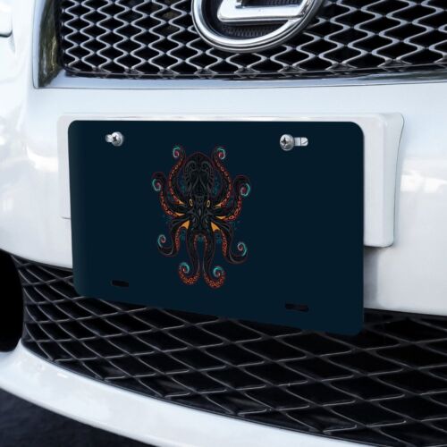 Black Octopus in the Abyss Novelty Metal Vanity Tag License Plate