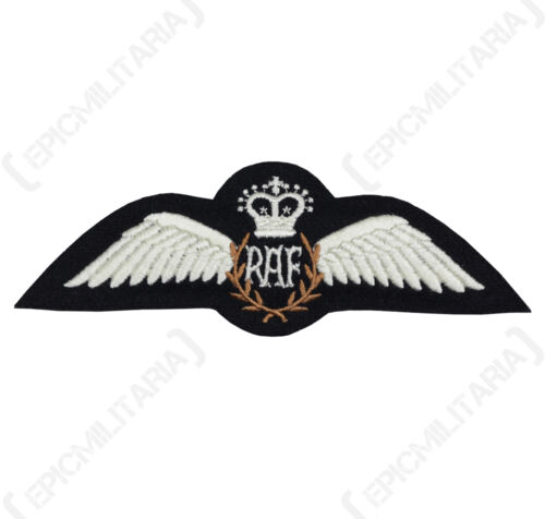 Modern British RAF PILOT WINGS Queens Crown Royal Air Force Padded Uniform Patch 