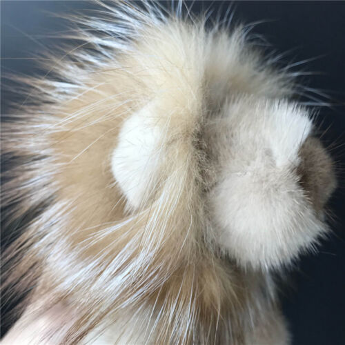 100% Real Mink fur Lion Toy Doll Keychain Bag Charm Car Keyring Pendant 