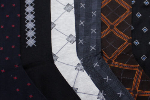 DBFL1 Men's Knocker 6-Pack Patterned Dress Socks Black Multi 10-13 
