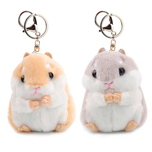 Cute Women Plush Hamster Pendant Key Chain Clasp Key Ring Keyring Handbag Decor
