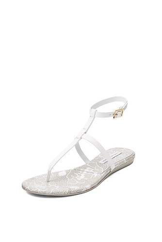 NEW DVF DIANE FURSTENBERG PERUGIA T-STRAP SANDALS WHITE LEATHER SHOES 10 40