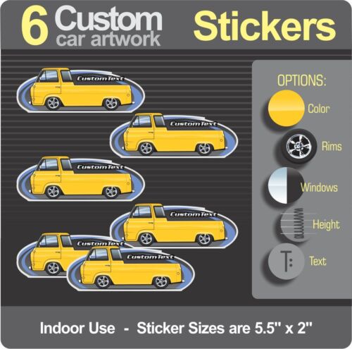 6 piece Custom Sticker Set 1961-1967 E-series Econoline Pickup 5 window Truck 