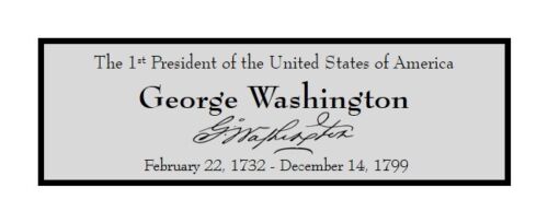 President George Washington Custom Laser Engraved 2 x 6 inch Plaque FREE SHIP 