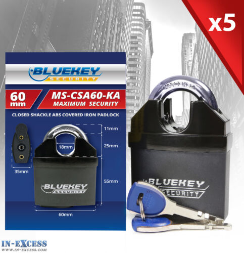 Qté 5-BLUEKEY solide iron body keyed alike 60mm cadenas MS-CSA60-KA