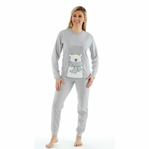 Femmes Sweet Dreams Polar Bear Polaire Chaud Pyjama Set-uk Taille 8-16