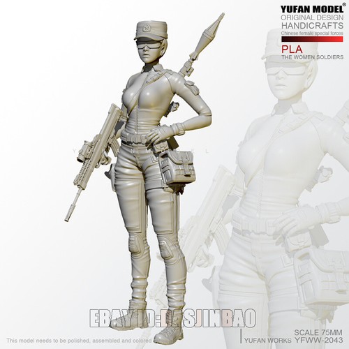 Unpainted 1//24 75MM Women Special Forces Resin Figure Model Kit Unassembled GK