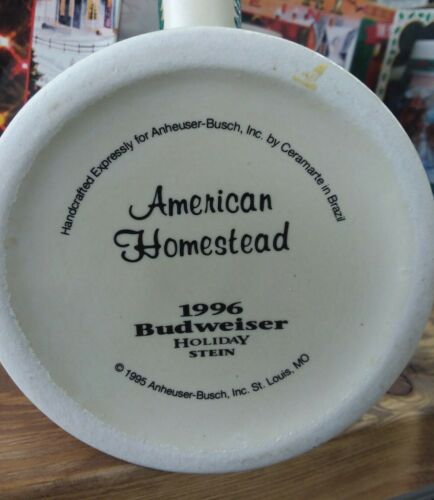 /"American Homestead/" Details about  / 1996 Budweiser Holiday Beer Stein