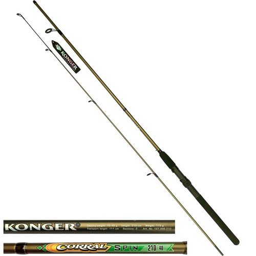 Angelset Steckrute Spinnrute Konger 2,10m 40g Angelrolle Jaxon Bonzo Ersatzspule