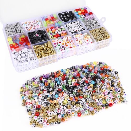 kit de 1100 perles de lettre alphabet pour bracelet tresse avec boite range I2O1 