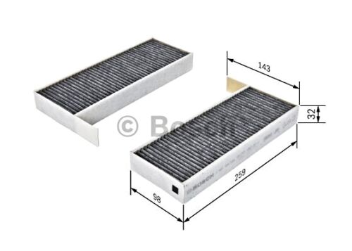 BOSCH Activated Carbon Cabin Air Filter 2 pcs Fits PEUGEOT 308 Wagon 2013