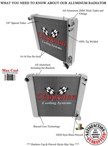 3 Row Best Cooling Champion Radiator for 1965 1966 1967 Jaguar XKE