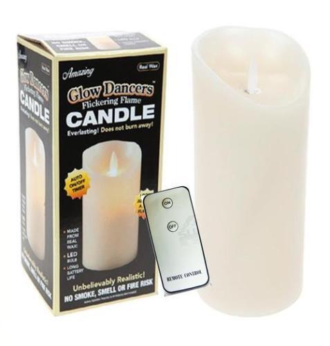 FLICKERING FLAME CANDLE REAL WAX BATTERY OPERATED PILLAR LED TIMER CHURCH IVORY