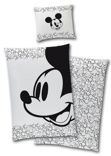 Disney/'s mickey mouse satén ropa de cama 135x200//80x80 blanco negro Design 10006