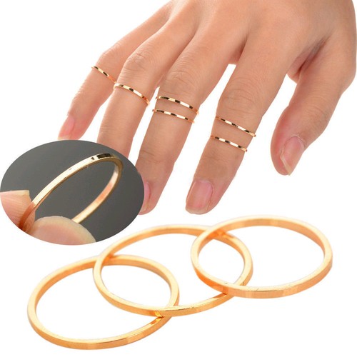 Stack Plain Above Knuckle Band Rings Set 5PCS//Set Midi Ring Finger Jewelry