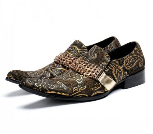 Details about  / Mens Chain Floral Slip On Dress Formal Oxfords Loafers Fashion Business Shoes SZ