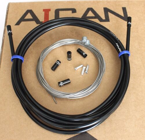 Aican Premium bike MTB Mountain Brake cable housing set kit Alloy Ferrules Black