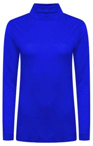 LADIES LONG SLEEVE POLO NECK ROLL NECK TOP WOMENS TURTLE NECK PLAIN Jumper 8-26