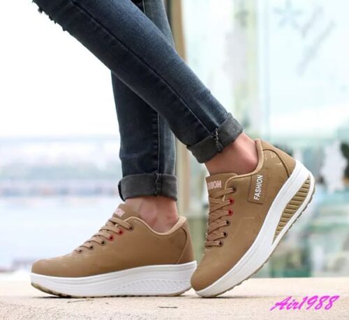 Womens Winter Shoes Sport Lace-Up Sneaker Thicken Heel Comfy Trainer Shoes New 