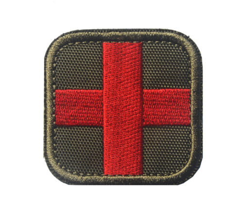 2/" Square Medic Red Cross Paramedic Hook Patch Combat EMS EMT FOREST Embroidered