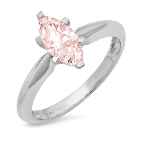 Details about   1.50 ct Marquise Cut Pink Stone Wedding Bridal Promise Ring 14k White Gold 