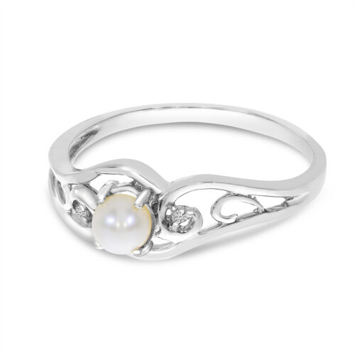 Details about  / 14k White Gold Freshwater Cultured Pearl And Diamond Ring
