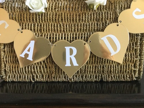CARDS GOLD HEART Banner//Bunting Handmade Wedding Birthday Party Garland Sign