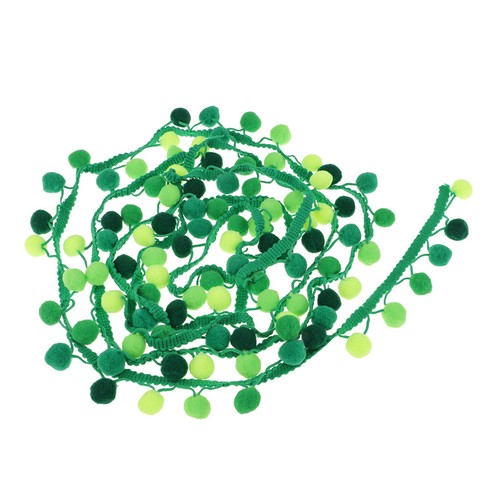 3 Yards 30mm Pom Pom Trim Fringe Ball Ribbon for Clothing Decoration Green