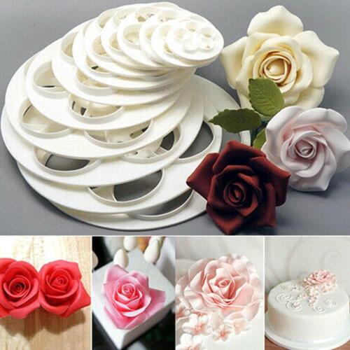 6 Pieces Foendant Cake Sugarcraft Rose Flower Cookie Mold Cutter Kitchen Tool