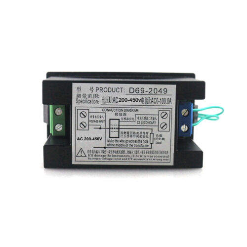 LCD Digital AC Voltímetro Amperímetro Medidor de energía de alimentación actual de kWh CT 200 ~ 450V100A 