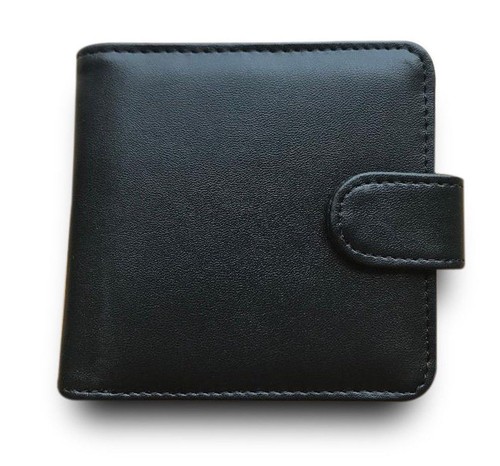 Mens Personalised Engraved Black Leather Wallet Valentines Day Gift Husband