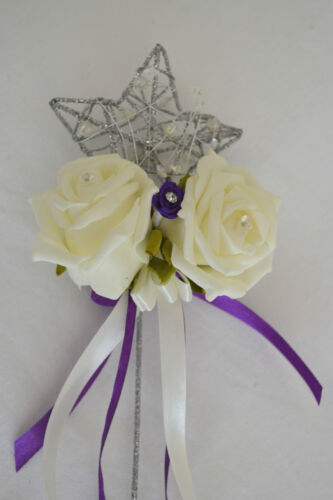 Pretty ivory PURPLE wedding bouquet posy flowers bridesmaid bride buttonholes