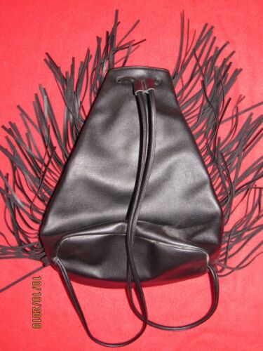 Victoria Secret Black Backpack Purse With Fringe Very Nice 