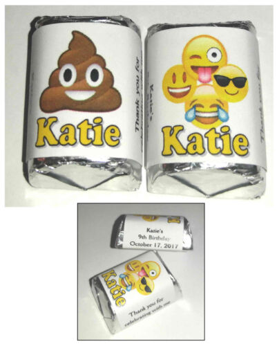 60 EMOJI BIRTHDAY PARTY FAVORS HERSHEY NUGGETS CANDY WRAPPERS 