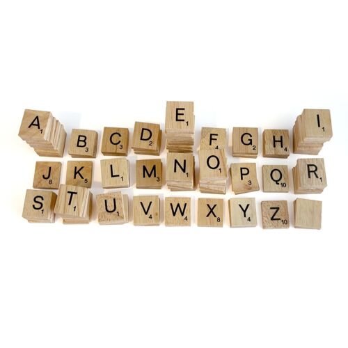 200PCS Wooden Alphabet Scrabble Tiles Black Letters /& Numbers For Crafts Wood OO