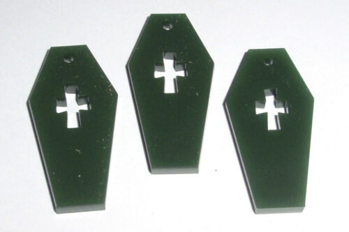 Halloween Spooky Evil Coffin charms pendants x 3 kitsch Craft DIY