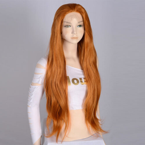 36 Inches Dark Orange Heat Resistant Women Fashion Lace Front Wig wie Echt Haar