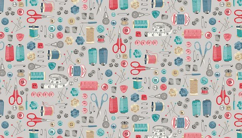 Makower STITCH IN TIME cotton fabric Irons,buttons,Sewing,Craft various lengths