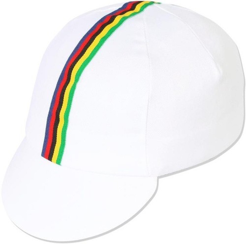PACE White World Champ Stripes Traditional Cycling Cap Bike Hat Track Fixed Gear