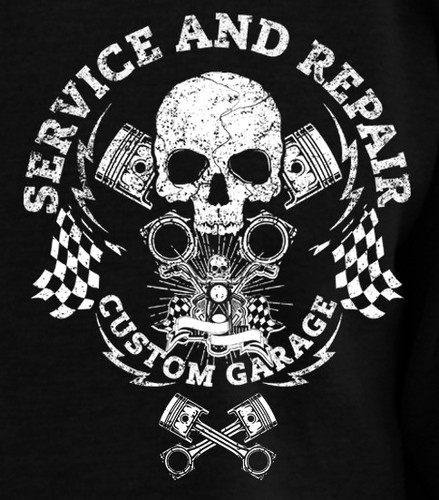 Biker Motorcycle cafe racer mechanic men`s sweatshirt service and repair pistons