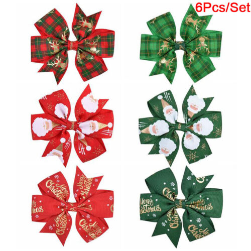 Details about  / Cute Girls Christmas Bow Ribbon Hair Clip Xmas Hairpin Barrette Accessories G-SL